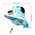 thumbnail image 2 of Kids Sun Hat, Solar Powered Fan Wide Brim Neck Flap UV Protection Mesh Sun Cap, Breathable Lightweight One Pack Cute Bunny Cartoon Design, For Boys Girls Toddlers Outdoor Hiking Camping Beach Summer, 2 of 5