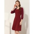 thumbnail image 3 of INSPIRE CHIC Women's Square Neck Ruffle Trim Sheer 3/4 Sleeve Chiffon Mini Dress 1 XS, 3 of 5