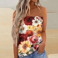 thumbnail image 2 of Tank Top Vestido Camiseta sin mangas Bandeau sin tirantes a juego de colores para mujer, camiseta sin mangas holgada para vacaciones de verano, blusa, camiseta sin mangas para mujer (Orange, S), 2 of 5