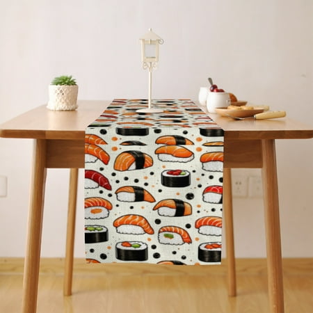 

Sushi & Boba Crop Pattern (2) Table Runner Seasonal Fall Winter Kitchen Dining Table Decoration for Home Party Decor 13 x 90 Inch