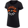 thumbnail image 2 of Women's G-III 4Her by Carl Banks Black Anaheim Ducks Super-Slim Fit Lightweight City Graphic Sport Crewneck T-Shirt, 2 of 3