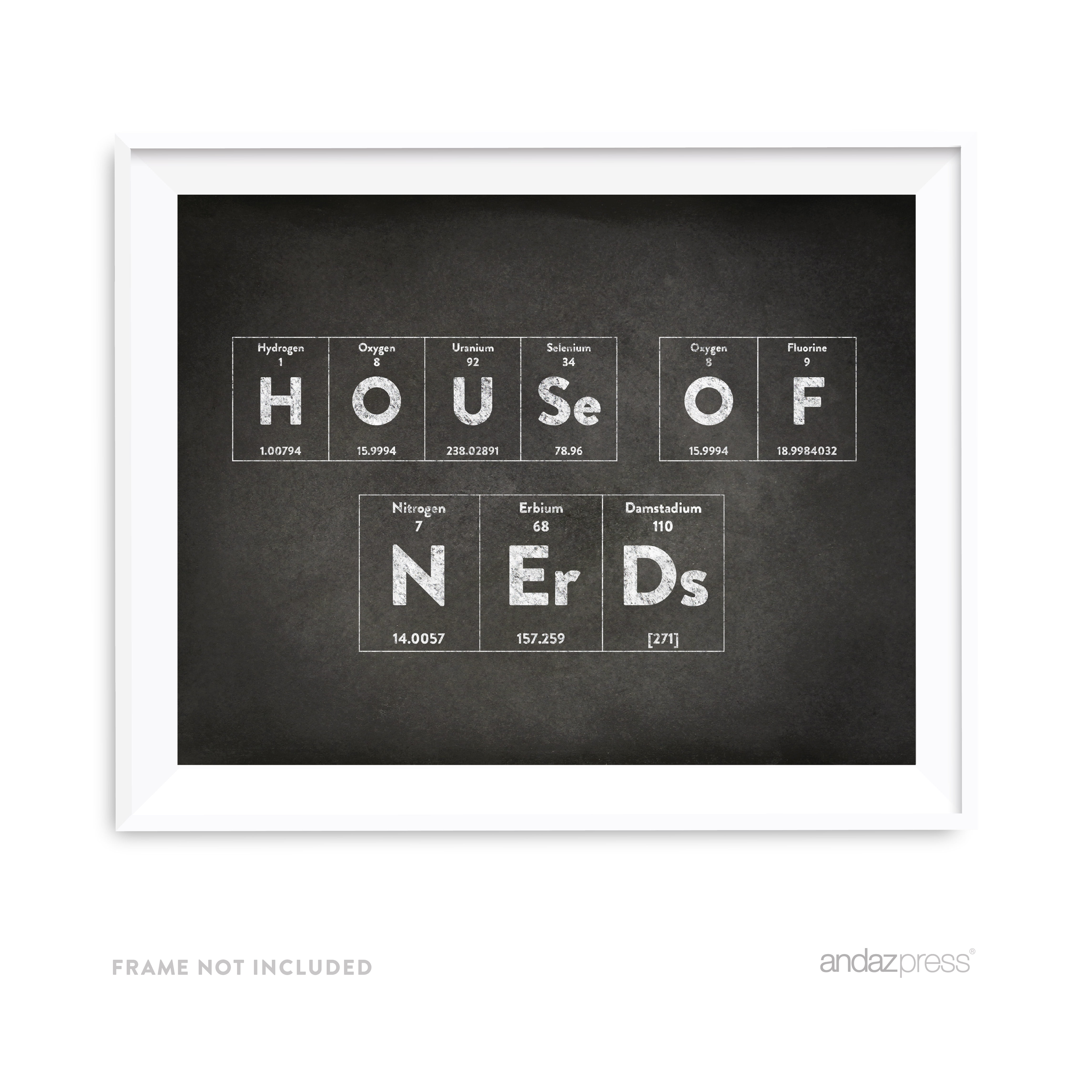 House of Nerds Periodic Table of Elements Vintage Chalkboard Wall Art Décor