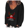 thumbnail image 1 of Mode Femme Décontractée Imprimé Col en V Ample Manches Longues T-shirt Haut Blouse Chandail, 1 of 1
