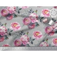 thumbnail image 3 of Soimoi Gray Cotton Voile Fabric Peony And Ranunculus Floral Fabric Prints By Yard 42 Inch Wide, 3 of 3