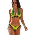 thumbnail image 1 of Faty-T Women's Jamaican Flag Two Piece Sexy Halter String Triangle Bikini Swimsuit, 1 of 12