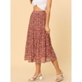 thumbnail image 5 of Allegra K Women's Floral Print Elastic Waist Ruffle Maxi Tiered Skirt, 5 of 6