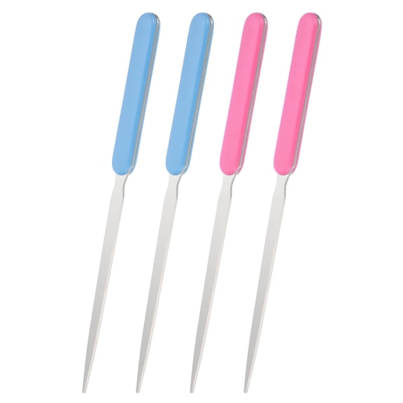 Uxcell Letter Opener, 4 Pcs Stainless Steel Lightweight Handle Envelope Opener Mail Opener Letter Slitter for Office Home Box Open, Pink/Blue