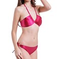 thumbnail image 5 of Womens Triangle Bathing Suits Set Halter Two Piece Swimsuits Tie Side Swim Bottoms Bikini Set, 5 of 6