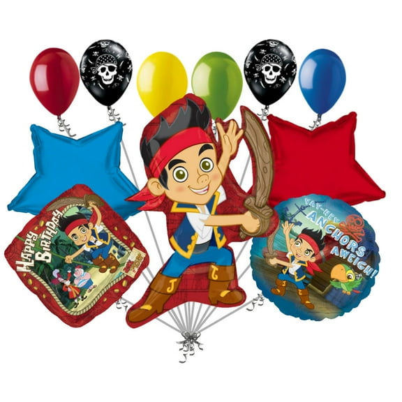 11pc Disney Jake & Neverland Pirates Birthday Balloon Bouquet Dinosaur Adventure