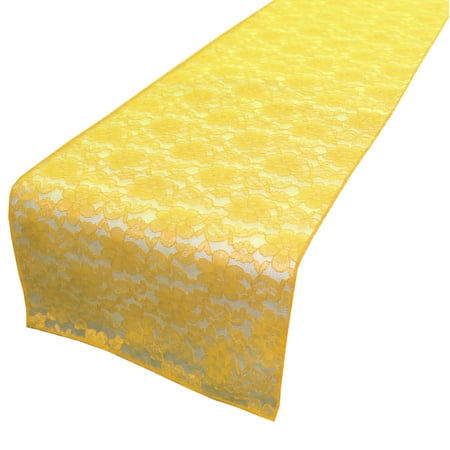 

Light Weight Floral Sheer Lace Table Runner / Wedding Table Top Décor (Pack of 8) Marigold Yellow