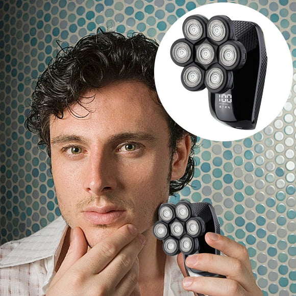 MingX Electric Head Hair Shaver Mens Cordless Rechargeable Wet Dry Skull Bald Waterproof Razor Rotary Blades Clippers Nose Trimmer Brush Massager A