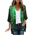 thumbnail image 3 of lcziwo Women St Patricks Day Cardigan Dressy Casual Irish Clover Lucky Shamrock St Pattys Day Outfits Lightweight Casual Holiday Cardigan Saving Deals,Multicolor,XXXXXL, 3 of 6