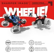 SHARPER IMAGE Thunder Tumbler Toy RC Car for Kids, Remote Control Monster Spinning Stunt Mini Truck for Girls and Boys, Racing Flips and Tricks with 5th Wheel, 27 MHz RED