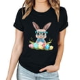 thumbnail image 3 of Pantalones Cortos para las Mujeres Sexy Pascua Moda Impresión Cuello Redondo Tee, Poliéster Ligero Casual Top para Primavera Verano Diario, Blusa de Suéter, 3 of 4