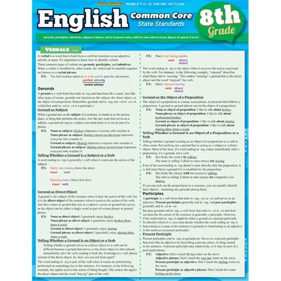 BarCharts  English Common Core 8Th Grade Quickstudy Easel