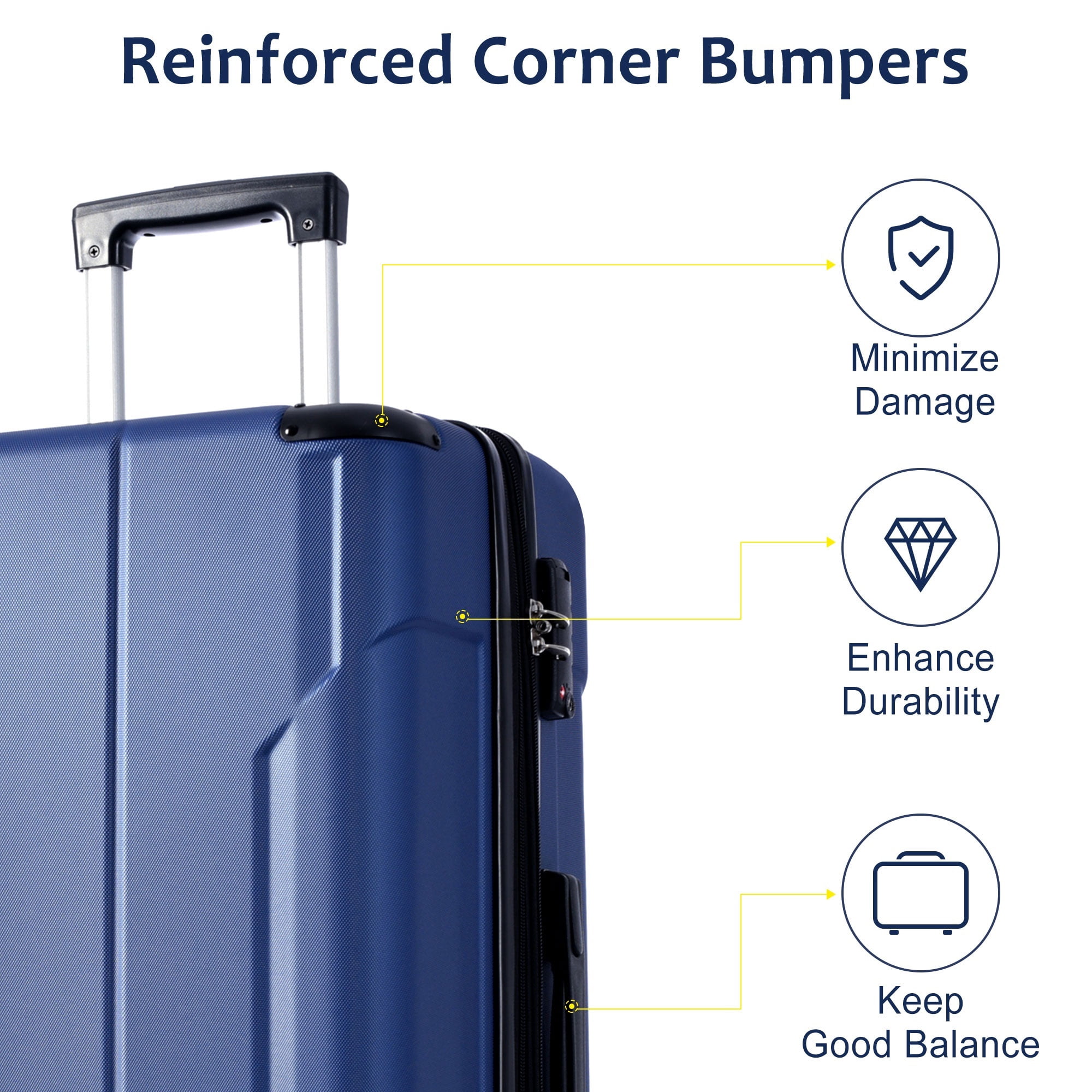 EUROCO 2 Piece Luggage Set, Expandable Hardshell Suitcase with TSA Lock and Double Spinner Wheels,ABS Durable Carry on luggage Set(20"/28"),Blue