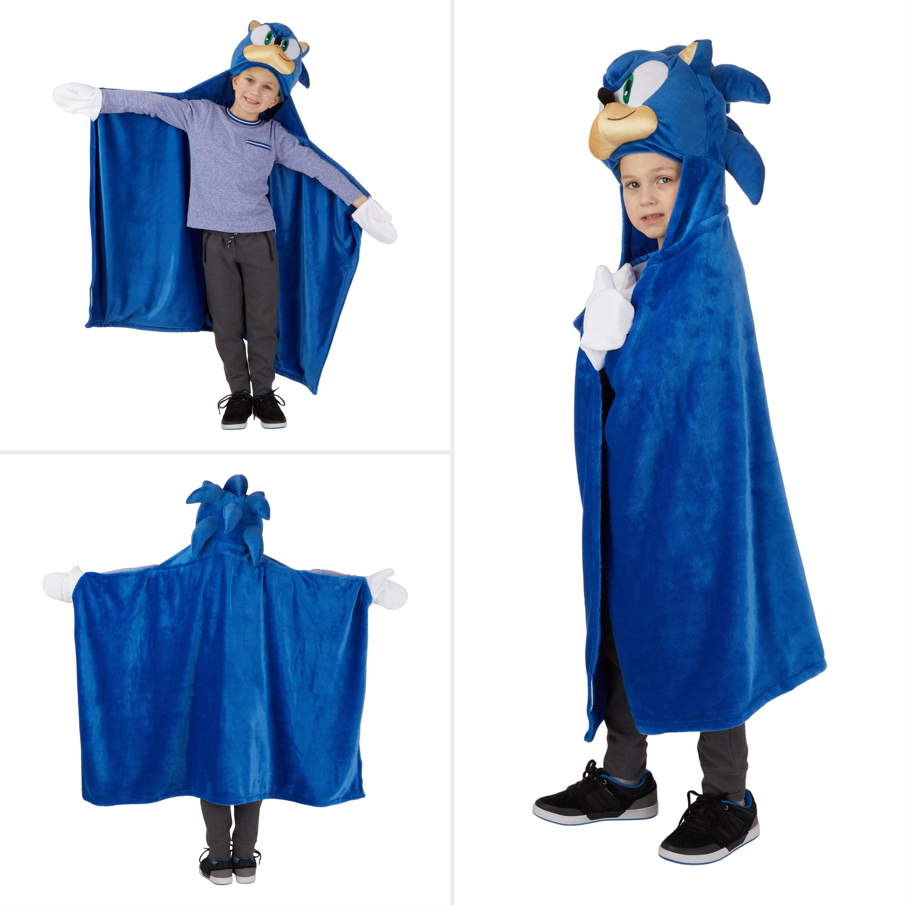 Sonic Kids Hooded Throw, Wearable Plush, Blue