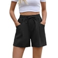 thumbnail image 2 of Shorts for Women Only Moment Shorts for Women Cotton and Linen Dressy Casual Elastic High Waisted,Comfy Lightweight Airy,Summer Shorts for Beach,Travel & Vacation Black,L, 2 of 7