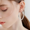 thumbnail image 5 of Saengthong Women Fashion 925 Sterling Solid Silver Ear Stud Hoop Earrings Wedding Jewelry, 5 of 6