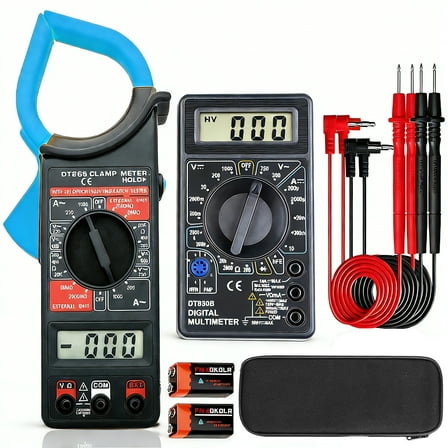 KUAIQU Clamp on multimeter Ammeter set 1000V DC/AC Multimeter 1000A AC with Resistance & Diodes Auto Power-Off Data Hold Digital Clamp Meter for Electronics Learning DIY