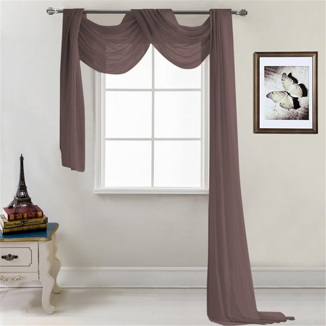 Hearthoom Voile Window Scarf Multifunction Decorative Curtain Multicolor Event Dress Up Panel Sheer Drape for Home Enhancements Scarf Valance Decor