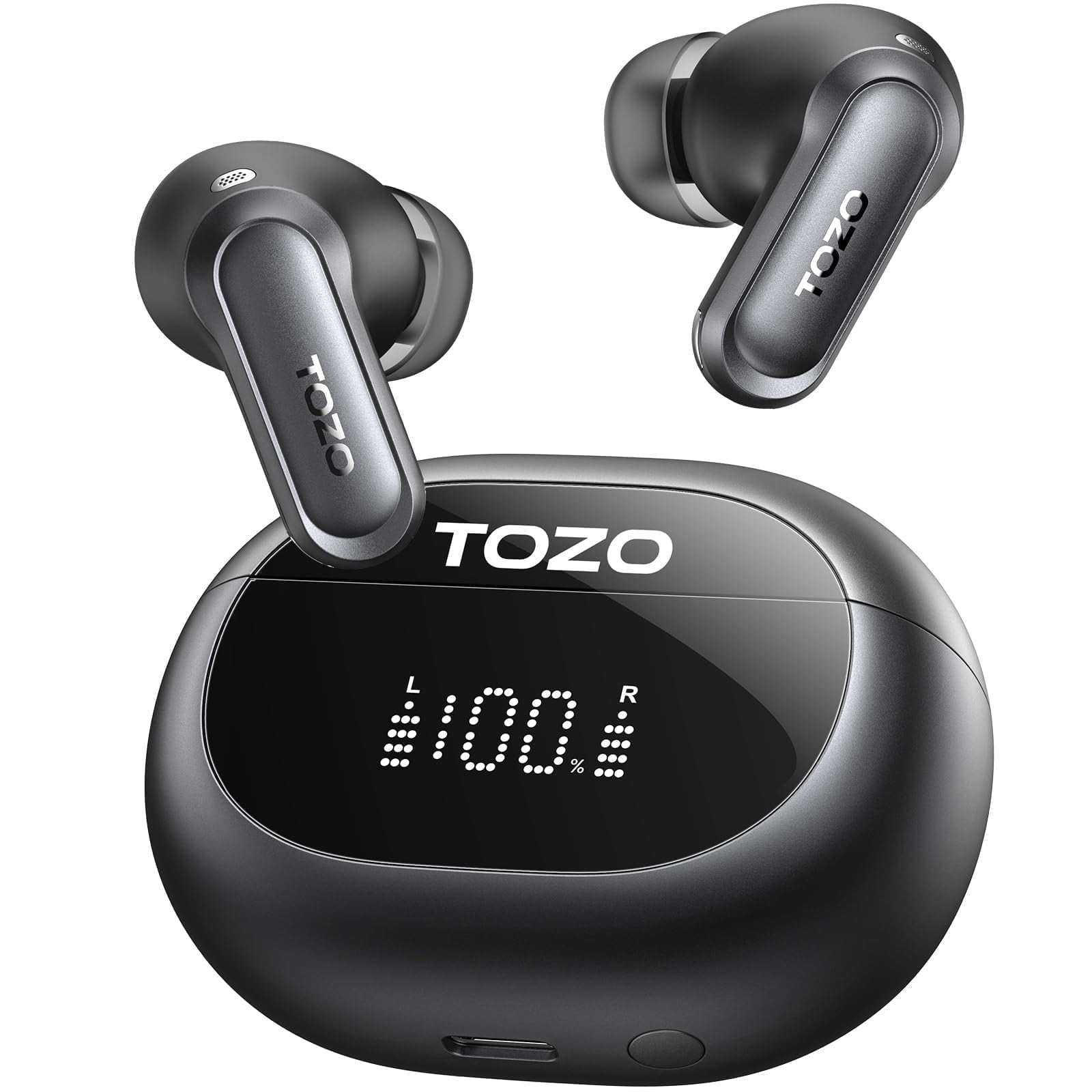 TOZO NC20 Active Noise Cancelling Wireless Earbuds, LDAC Hi-Res Sound Bluetooth Headphones, 6 Mics AI Call Ear Buds 80H Playtime, Dual Pairing, 32 EQ via App, IPX8 Waterproof, Wireless Charging Case