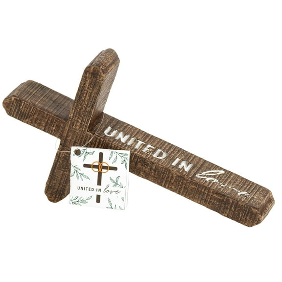 Dicksons United in Love 50th Brown Leaning Cross 10 x 5.5 Resin Decorative Tabletop Figurine