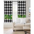 thumbnail image 2 of St. Patrick's Day Kitchen Curtains Lucky Shamrock Grasses Black White Plaid Cafe Short Curtains for Bathroom Blackout Window Curtain Small Window Treatment Drapes for Bedroom Living Room 27.5"x39"x2, 2 of 9