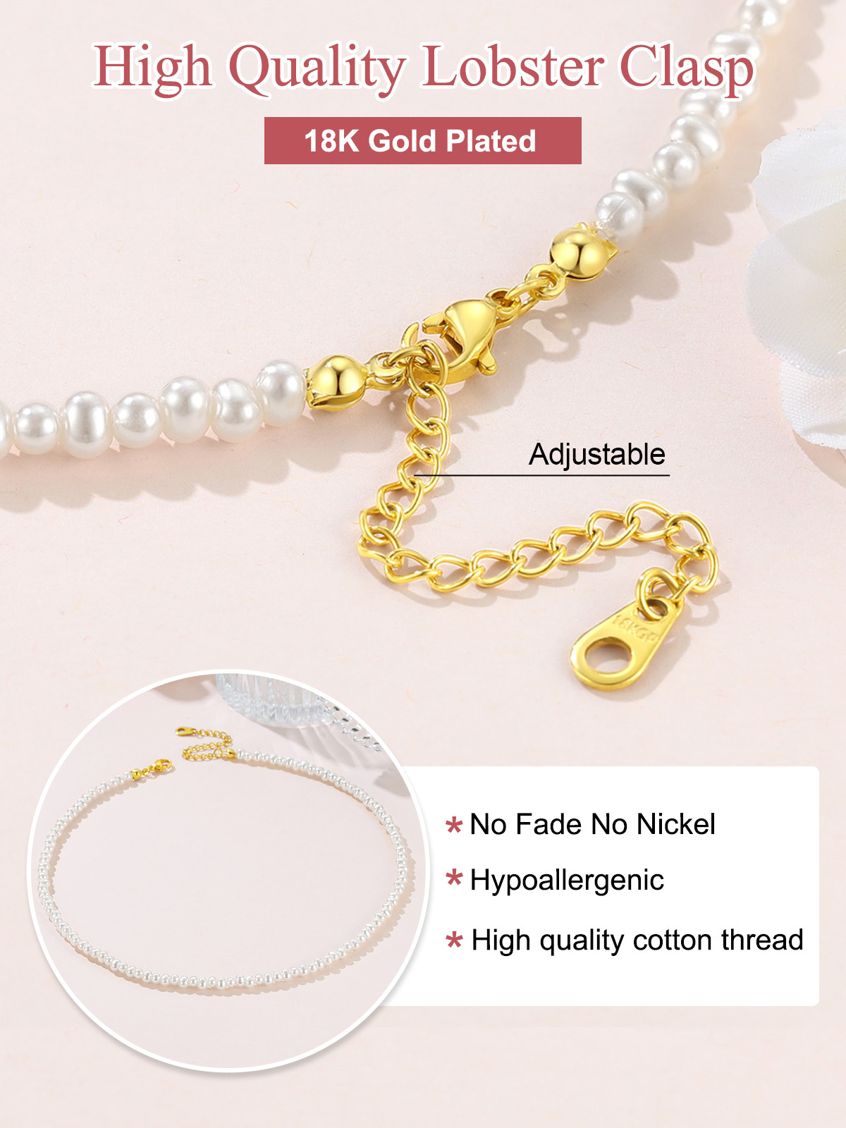 FOCALOOK Pearl Choker Necklace for Women photo 5