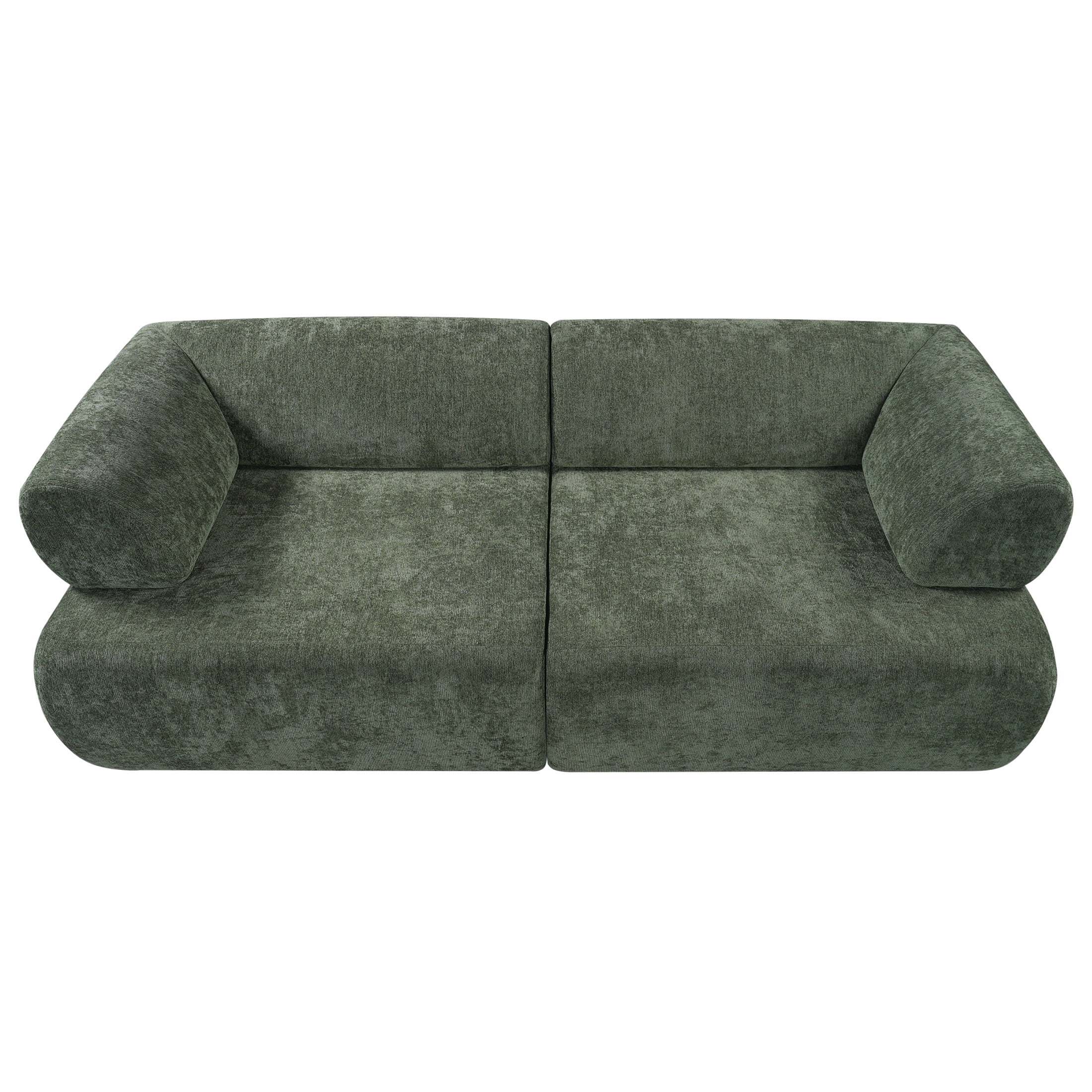 Christopher Knight Home 83" Minimalist Upholstered Sofa, 3-Seat Modular Couch with Round Arms, Green