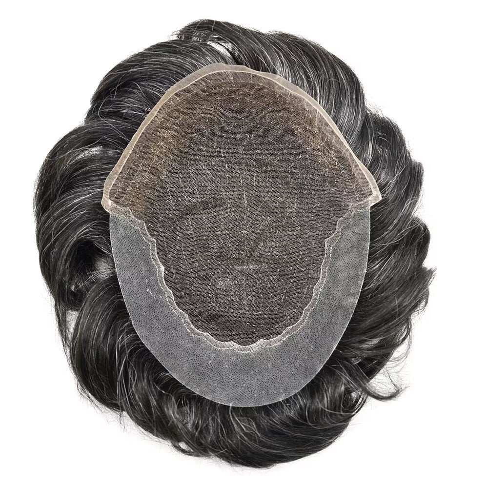 Mens Toupee Hairpieces Lace Front Human Hair Replacement System Skin PU Men's Wig Units 6X9 #1B20