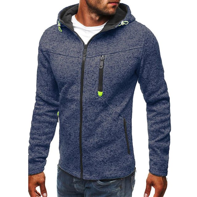 Chaqueta informal con capucha y cremallera para hombre, ropa deportiva, abrigo de manga larga, Tops, ropa de abrigo