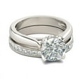 thumbnail image 2 of Oryn Jewelry 1.1 Ct Round Cut Moissanite Ring - 14K White Gold Plated Halo Setting - Beautiful Women's Wedding Engagement Jewelry, 2 of 5