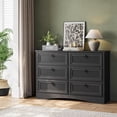 Relefree 6 Drawer Dresser Rattan Wood Chest of Drawers for Bedroom ...