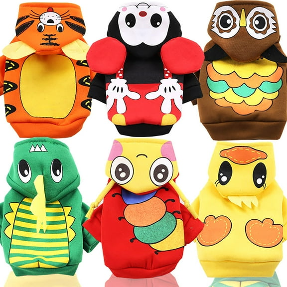 Walbest Pet Dog Clothes Winter Hoodie Fleece Dog Sweaters with Hat Pet Cartoon Sweatshirts Costume Winter Coat Warm Hoodies Puppy Sweaters Outfit for Small Dogs Cats Chihuahua Pets, 6 Style