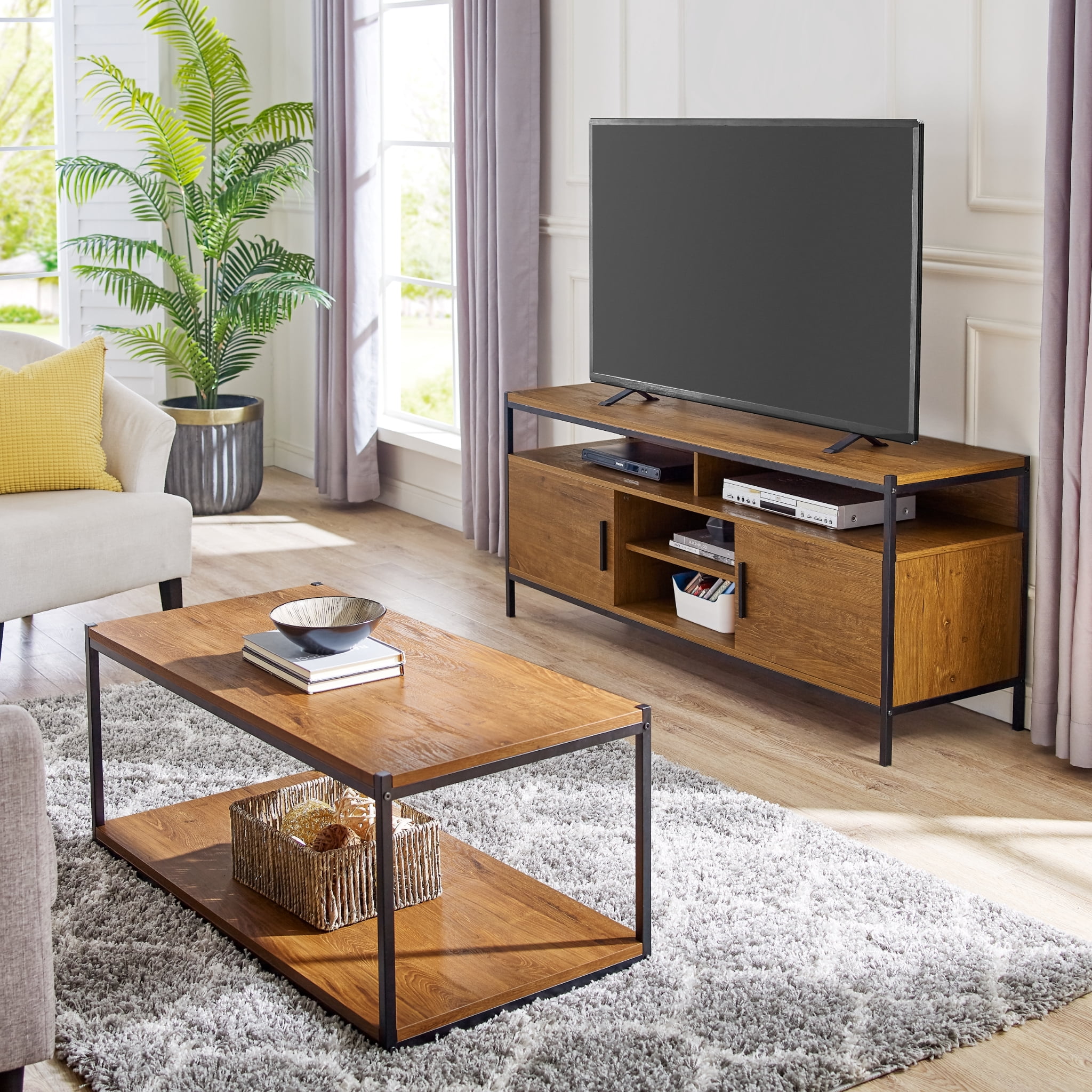 Caffoz Wide Entertainment Center TV Media Stand Sansujyuku sansujyuku.com