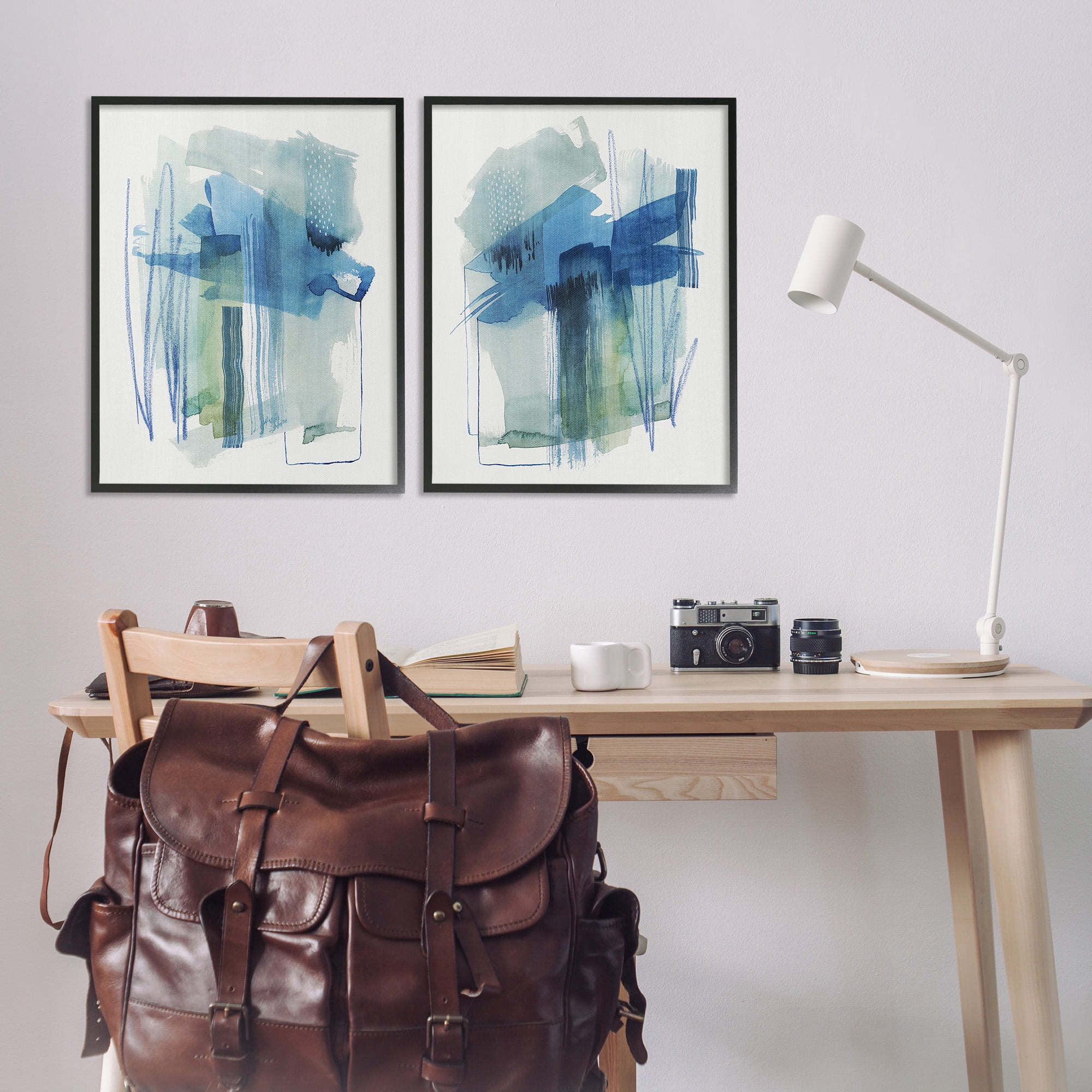 Stupell Industries Chaotic Brushed Watercolor Abstract Painting Black Framed Art Print Wall Art, 24 x 30, Set of 2