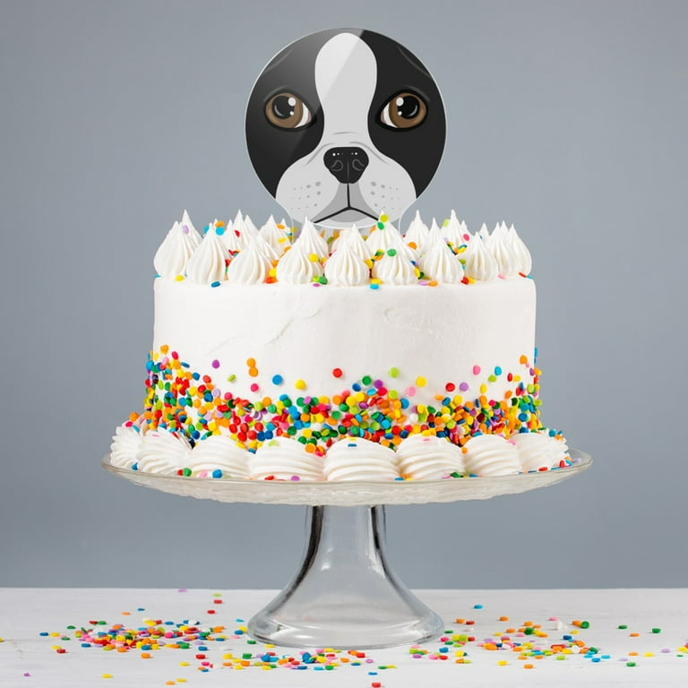 Acrylic Boston Terrier Look Into My Eyes Face Pet Dog Cake Topper - Main Image