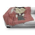 thumbnail image 3 of Samurai Soft Flannel Fleece Blanket, Funny Cartoon Style Composition with Oriental Buildings and Sakura Trees Background, Cozy Plush for Indoor and Outdoor Use, 50" x 60", Multicolor, by Ambesonne, 3 of 6