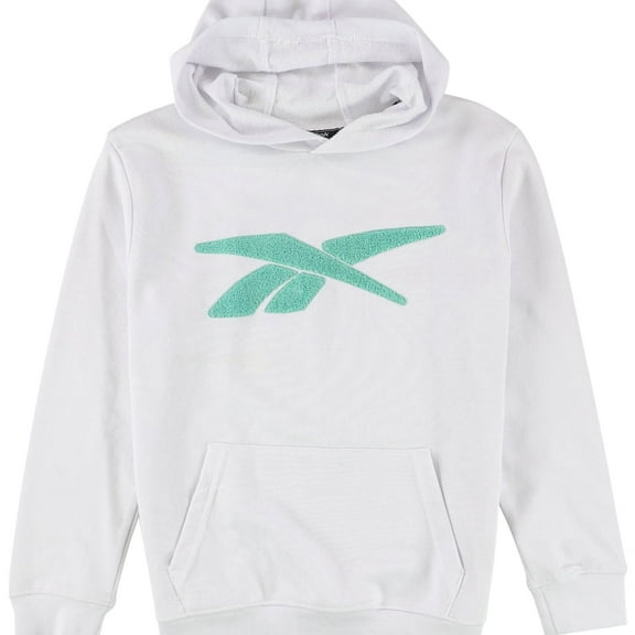 Reebok Boys Embroidered Logo Hoodie Sweatshirt, White, Big Kids (8-20), S (8)