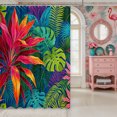 thumbnail image 2 of Manfei Hawaiian Leaves Shower Curtain 72Wx84L,Tropical Botanical Plants Bathroom Shower Curtain, 2 of 6