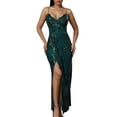 thumbnail image 1 of Gibobby Vestido sexy para fiesta Vestido halter bordado con cuentas y lentejuelas para mujer(Verde,XL), 1 of 4