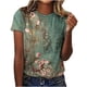 thumbnail image 2 of ICHUANYI ClearanceWomen Fashion Summer Sexy Fold Printed Regular Women Short Sleeves Round Neck Button Top(Army Green, L) ICHUANYI WER20232080502541, 2 of 5