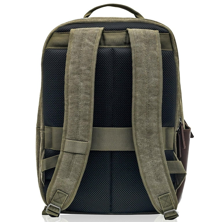 Renwick Canvas Backpack with Genuine Leather Trim, Green - Walmart.com