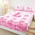 thumbnail image 4 of Erosebridal Pink Bowknot Queen Sheet Sets for Girl, Initial L Letter Bed Set, 4 Pieces, 4 of 5