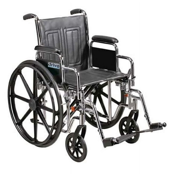 Drive Medical Sentra EC Heavy Duty Wheelchair, Detachable Full Arms, Swing away Footrests, 20" Seat