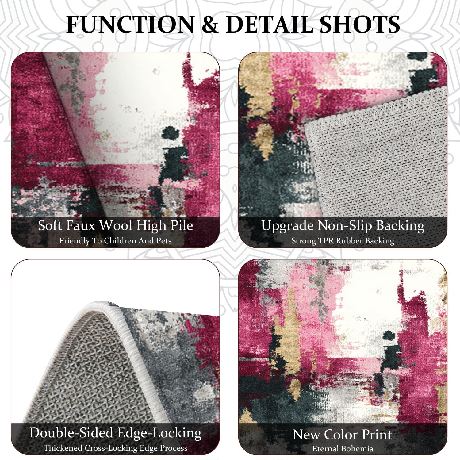 3 Piece Kitchen Rug Set, Non-Slip And Washable, Abstract Pattern Kitchen Hallway Rug, Soft And Comfortable, Suitable For Sinks, Floors, Entrances, Hallways and Bathrooms