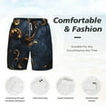 thumbnail image 5 of Lsque Mens Swim Trunks Elegant Gold Scrollwork Pattern - Bathing Suit Compression Liner - Beach Swim Shorts Swimwear - (S-3XL) - Stretch Quick Dry -3X-Large, 5 of 9