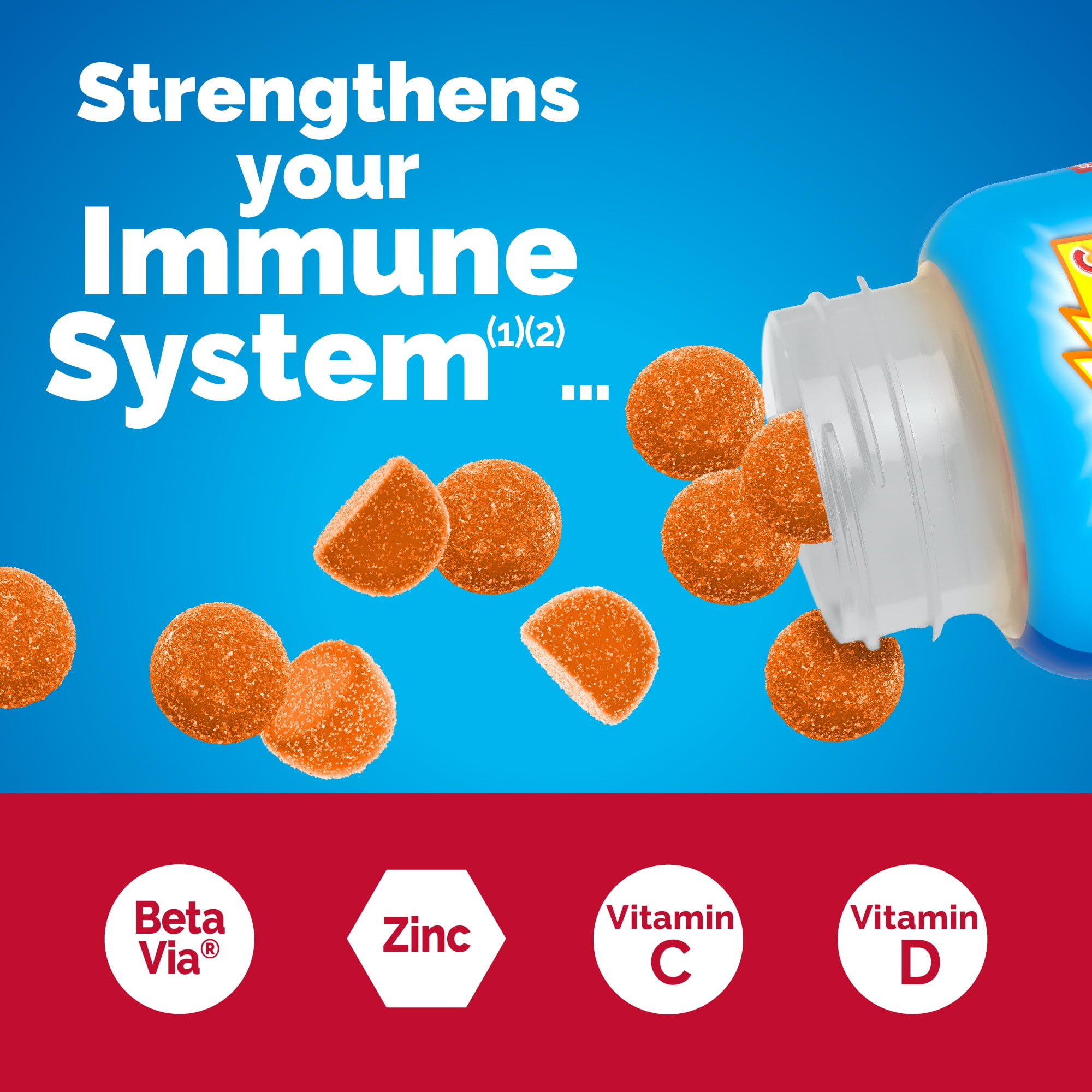 Emergen-C Immune+ Gummies Vitamin C Supplement for Immune Support, Super Orange, 45 Ct
