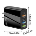 thumbnail image 4 of 2 Pack 65W USB-C Fast Charger, 5 Ports USB Charging Hub Station Multiport Power Adapter PD Fast Charger (3x USB-A + 2x USB-C) Compatible with iPhone 17/16/15/14/13/12/11 Pro Max, iPad Pro/Air, Black, 4 of 6